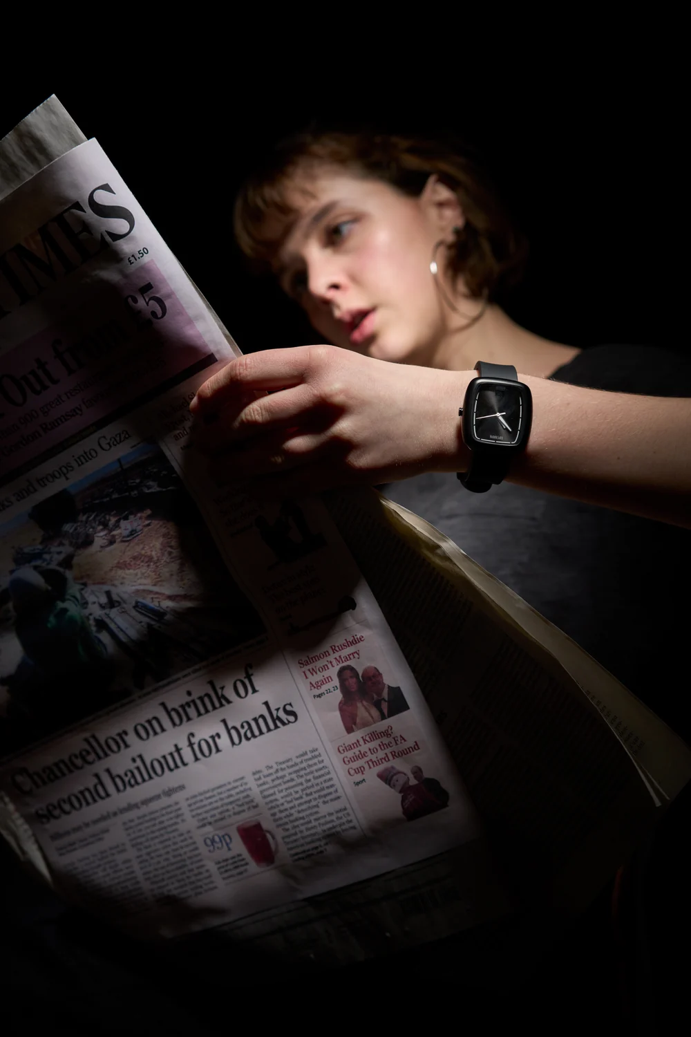 The dark anthracite dial, worn